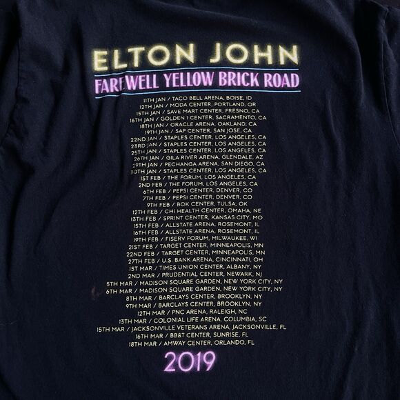 Elton John Concert Shirt Adult Large Farewell Yellow Brick Road Tour 2019 Cotton - Picture 4 of 10